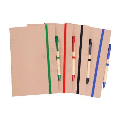 Bloco de Anotações Kraft com Elástico, Suporte para Caneta e 30 Folhas Pautadas Personalizado