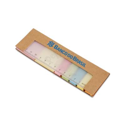 Bloco de Anotações Kraft com Régua e 7 Conjuntos Coloridos Personalizado