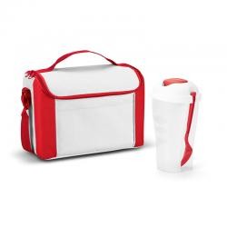 Bolsa Térmica de Poliéster com Copo para Salada e Talheres Personalizada