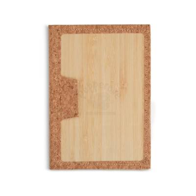 Caderneta de Bambu com Cortiça com Pauta e Suporte para Caneta Personalizada