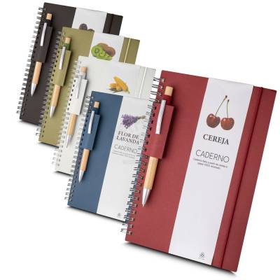 Caderno de Anotações 21x15cm com Pauta e Capa em Papel Reciclado Personalizado