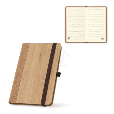 Caderno de Bolso com Capa Dura de Bambu e Cortiça com Pauta Personalizado