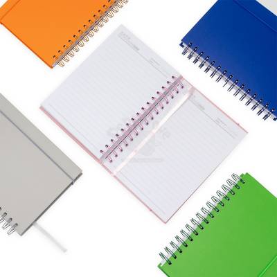 Caderno de Capa Dura em Couchê com Pauta, Wire-o e Elástico Personalizado