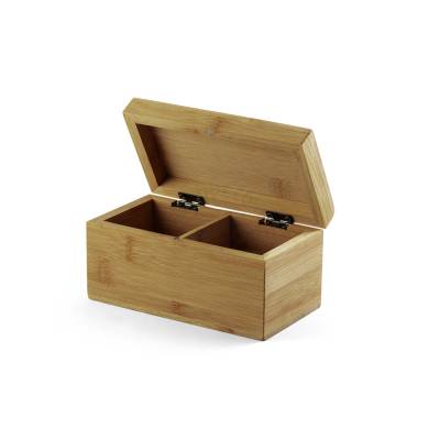Caixa de Bambu para Sachês de Chá com 2 Compartimentos e Fecho Magnético Personalizada