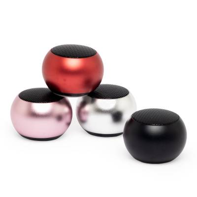 Caixa de Som Bluetooth TWS em Inox com Cordão e Cabo USB Personalizada