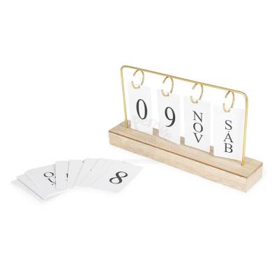 Calendário Permanente de Mesa em MDF com Moldura de Ferro Personalizado