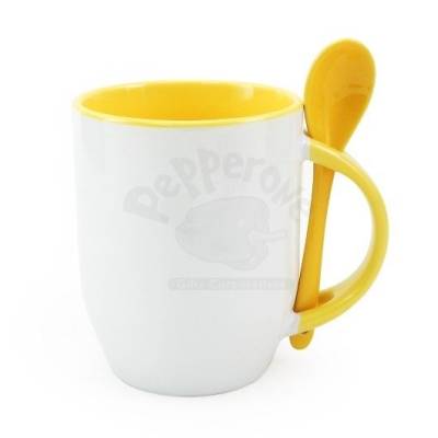 Caneca de Porcelana 325ml com Colher de Cerâmica Personalizada