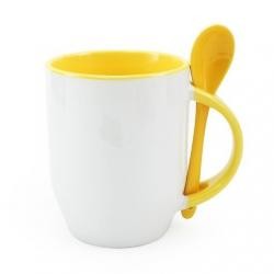 Caneca de Porcelana 325ml com Colher de Cerâmica Personalizada