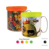Caneca Térmica de Acrílico Neon 300ml com Tampa de Silicone Personalizada