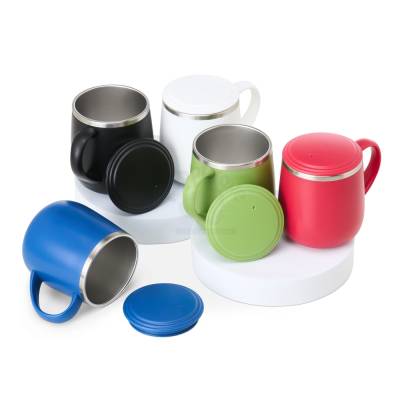 Caneca Térmica de Plástico com Interior Inox 370 ml Personalizada