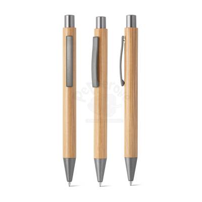Caneta Ecológica de Bambu com Clip e Ponteira de Metal Personalizada