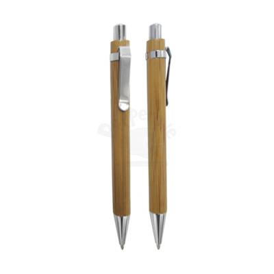 Caneta Ecológica de Bambu com Detalhes em Metal 13,5 cm Personalizada