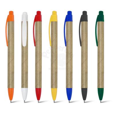 Caneta Ecológica de Papel Reciclado com Ponteira e Clip Plásticos Personalizada