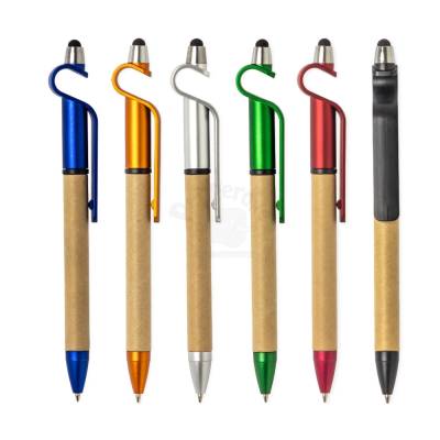Caneta Ecológica de Papelão com Suporte para Celular e Ponteira Touch Screen Personalizada