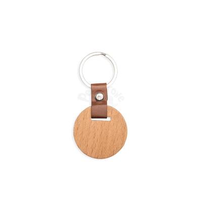 Chaveiro de Madeira com Detalhe em Couro Sintético Personalizado