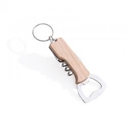 Chaveiro Multifunções Em Madeira Com Abridor, Saca-rolhas e Lâmina Personalizado