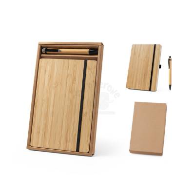 Conjunto de caderno A5 em bambu para Brindes