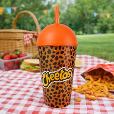 Copo de Plástico 450ml com Tampa Bola e Canudo Personalizado