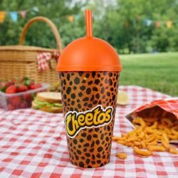Copo de Plástico 450ml Com Tampa Bola e Canudo Personalizado