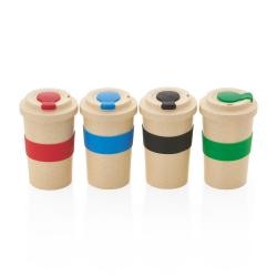 Copo Ecológico de Fibra de Bambu 450ml com Tampa e Borda de Silicone Personalizado