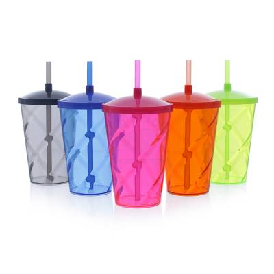 Copo Espiral com Tampa e Canudo 750ml Promocional