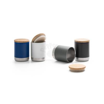 Copo Inox  com Tampa Bambu 370 ml Personalizado