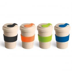 Copo Plástico 500 Ml Em Fibra de Coco Com Cinta de Silicone Personalizado