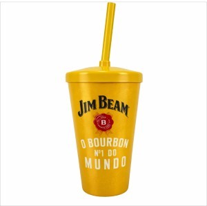 Copo Plástico In Mold Label Com Tampa e Canudo 550ml