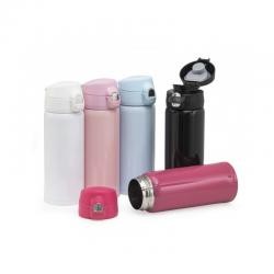 Garrafa de Metal Inox 400 Ml Com Tampa Plástica e Abertura Automática Personalizada