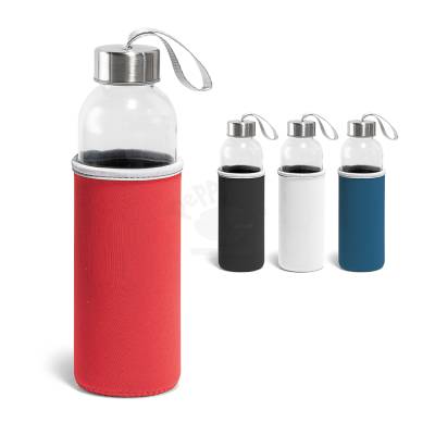 Garrafa de Vidro 520ml com Capa Térmica e Tampa de Inox Personalizada