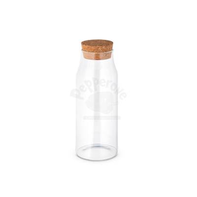 Garrafa de Vidro Borosilicato 1L com Tampa de Cortiça Personalizada