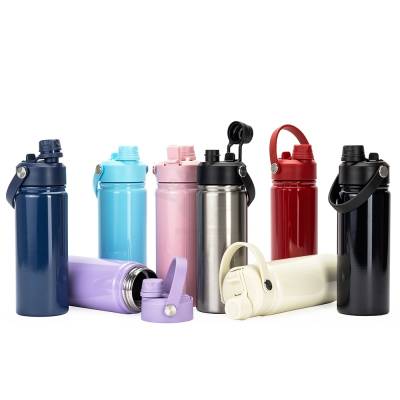 Garrafa Térmica de Aço Inox 304 com Bico Flip e Canudo 600ml Personalizada