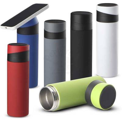 Garrafa Térmica de Aço Inox 400 ml com Apoio para Celular Personalizada