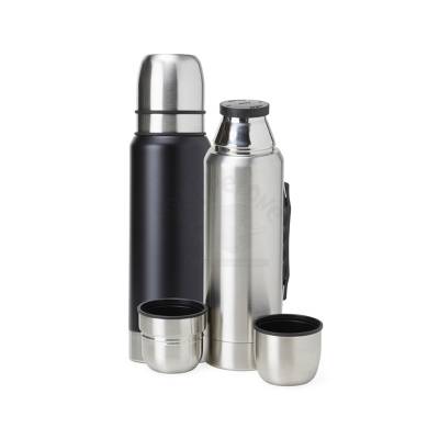 Garrafa Térmica de Inox 1L com Duas Tampas e Alça Personalizada