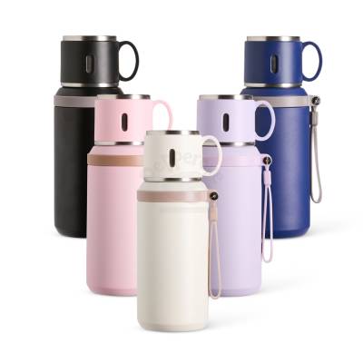 Garrafa Térmica de Inox 600 ml com Infusor e Tampa-Caneca Personalizada