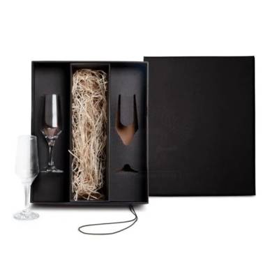Jogo de Taças de Vidro para Champagne 186ml com Caixa para Garrafa Personalizado