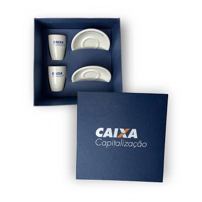 Kit Café 5 Peças em Porcelana com Caixa Colorplus Personalizado