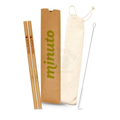 Kit Canudo em Bambu personalizado