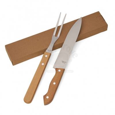 Kit Churrasco 2 Peças com Garfo e Faca de Inox Personalizado