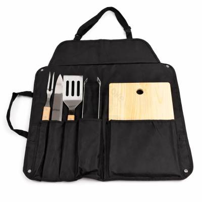 Kit Churrasco 6 Peças com Avental e Utensílios de Inox Personalizado