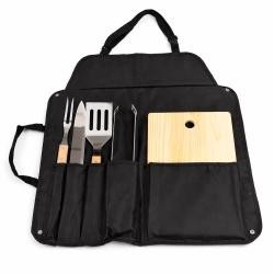Kit Churrasco 6 Peças Com Avental e Utensílios de Inox Personalizado