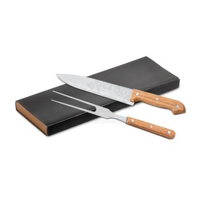 Kit Churrasco com Faca e Garfo de Inox com Cabo de Bambu Personalizado