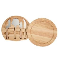 Kit de Facas Para Queijo 5 Peças de Madeira e Aço Inox Personalizado