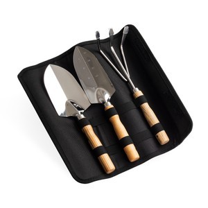 Kit de Jardinagem 3 Peças em Aço Inox com Cabo de Madeira Personalizado