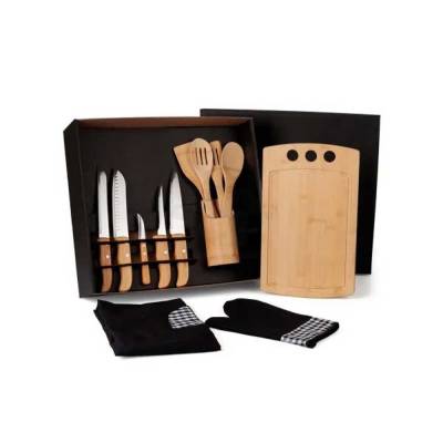Kit Gourmet Com Tábua, Facas, Colheres - 13 Peças para Brindes