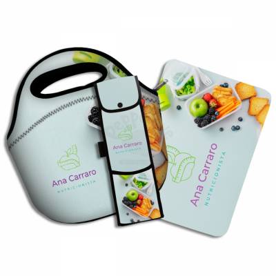 Kit Lancheira + Porta Talher + Jogo Americano Personalizado