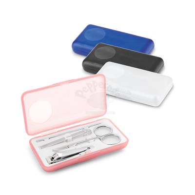 Kit Manicure 4 Peças com Estojo de ABS Translúcido Personalizado