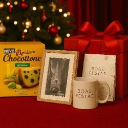 Kit Natal Caneca e Chocottone Personalizado