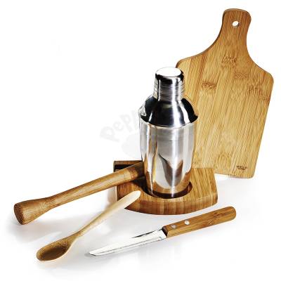 Kit para Caipirinha 6 Peças em Bambu e Inox Personalizado