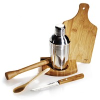 Kit Para Caipirinha 6 Peças Em Bambu e Inox Personalizado
